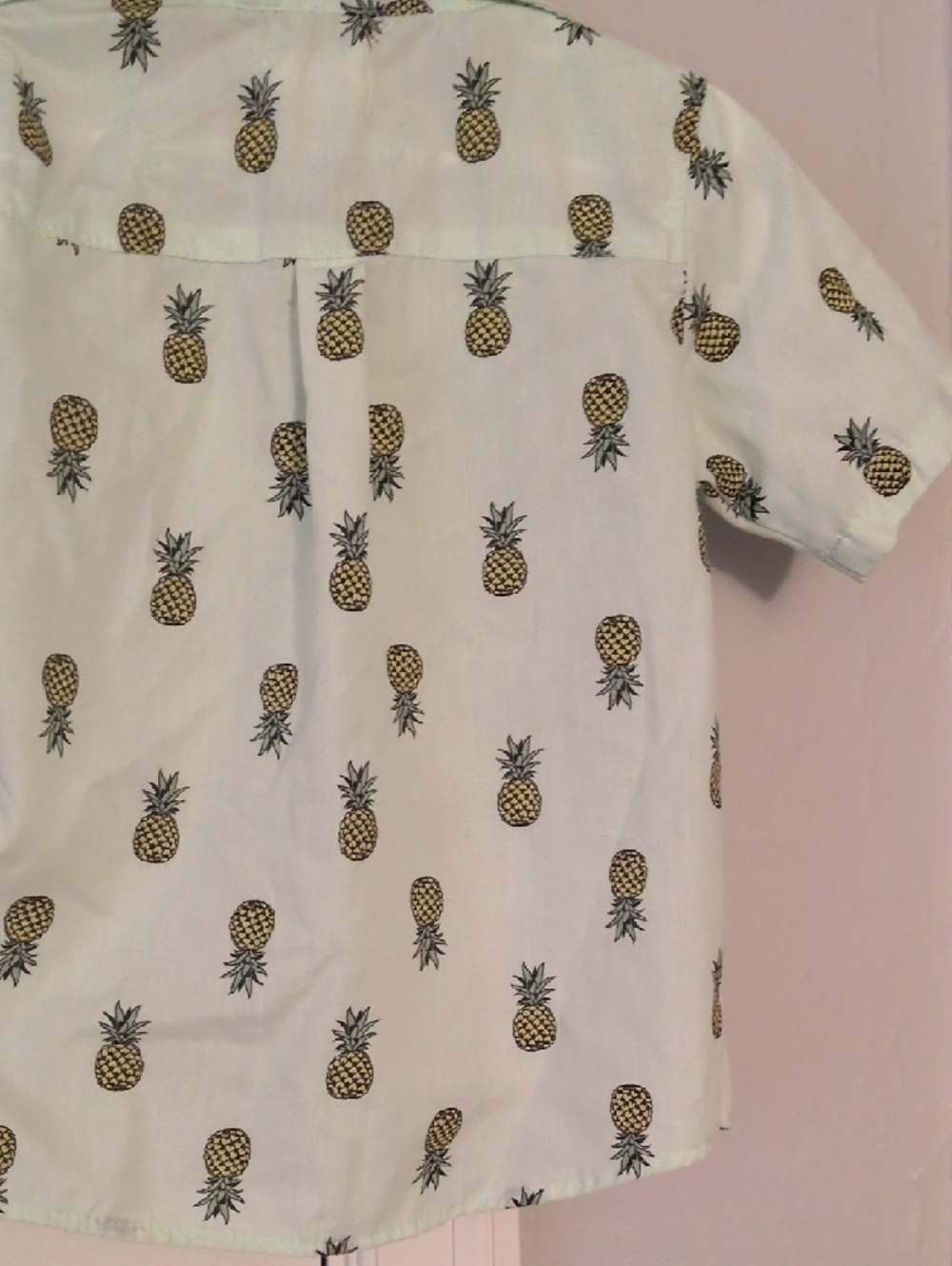 Kids Pineapple Print Button-Down Shirt in Mint by - Picture 7 of 7
